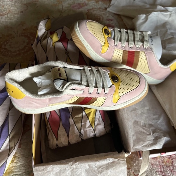 Gucci Lovelight Screener sneakers sz W11 M9.5 EU42 New in box pink leather - Picture 2 of 10
